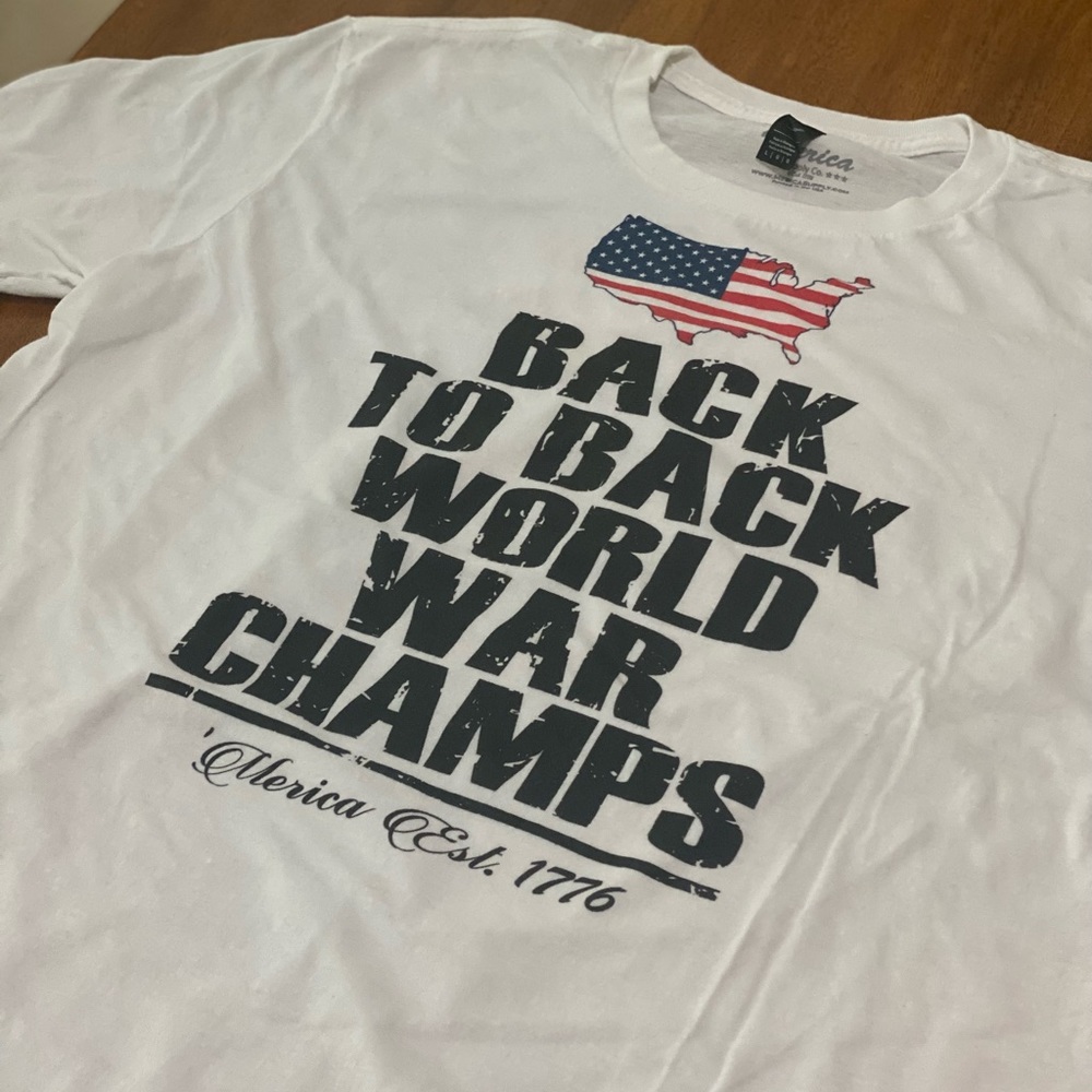 Merica Supply Co Back to Back World War Champs Shirt Mens Patriotic USA Tee NWT